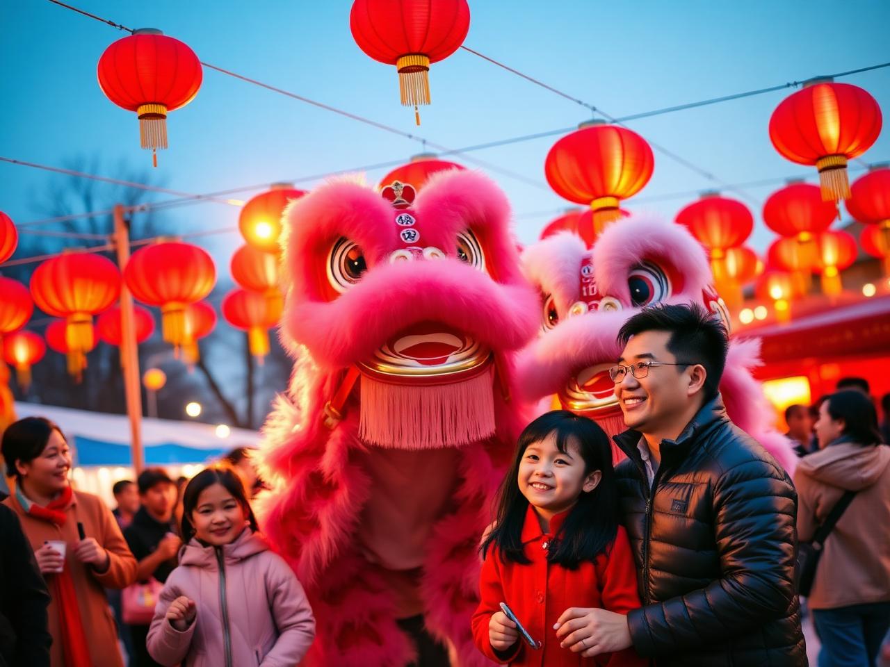 Lunar New Year cultural celebration with red lanterns